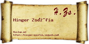 Hinger Zsófia névjegykártya